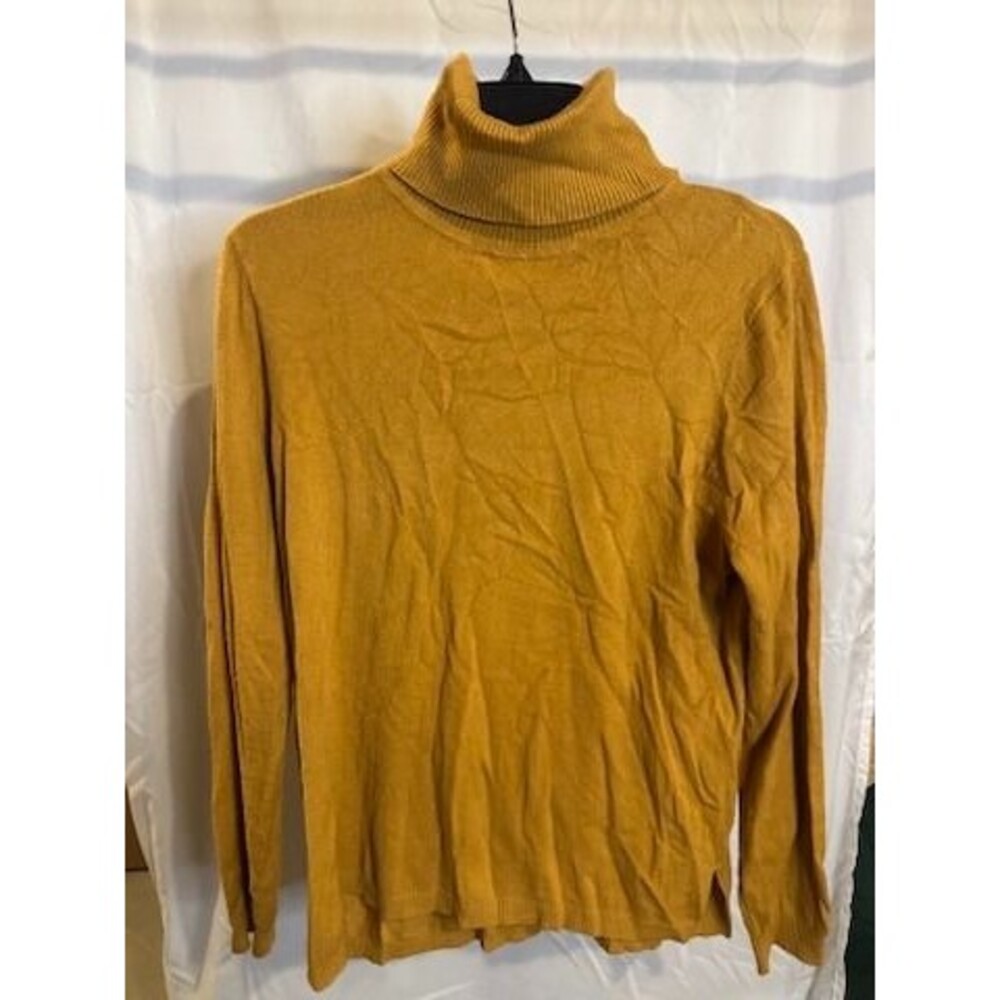 Cozy Mustard Yellow Ribbed Turtleneck Sweater - Size M
